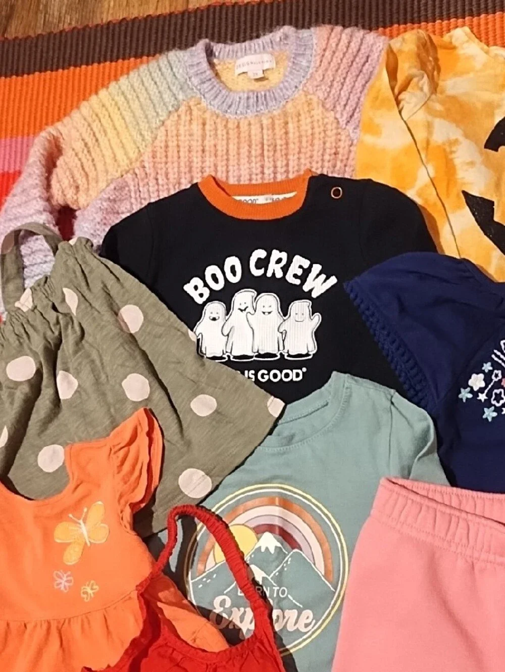 Girls' Mixed Outfit Bundle - Pink, Red, Peach, Navy 13 Pieces 2-3T. VGC.